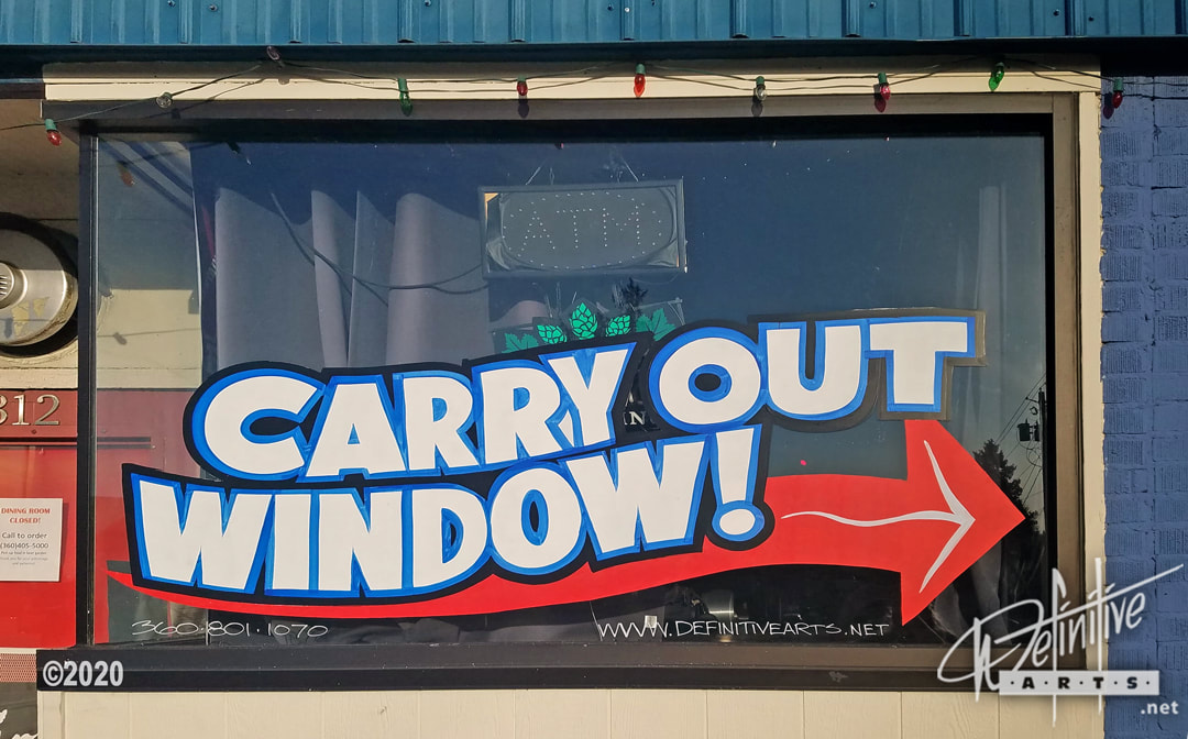COVID Business Related Window Splash Advertising, directing customers to their Side Carry Out Window. Window Splash, Window Painting, Window Advertising, Window Display, Small Business, Shop Local, COVID